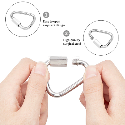 Stainless Steel Screw Carabiner Lock Charms KEYC-UN0001-02P-1