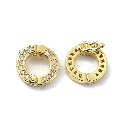 Brass Crystal Rhinestone Twister Clasps KK-P232-03A-G-1