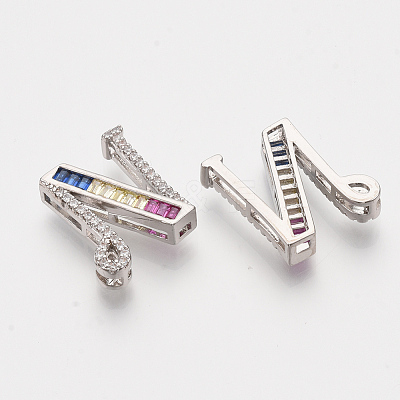 Brass Cubic Zirconia Slide Charms ZIRC-S063-01N-P-1