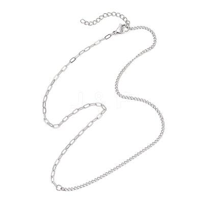 304 Stainless Steel Twisted Chain Paperclip Chain Necklaces NJEW-JN05781-01-1
