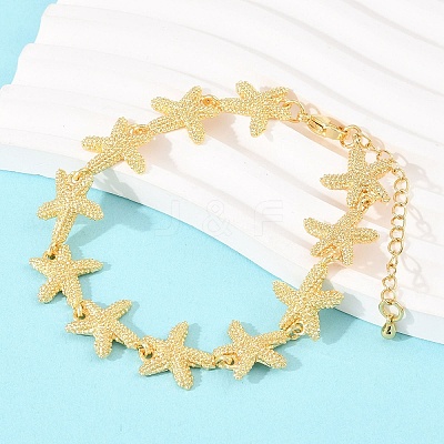 Starfish Brass Link Chain Bracelets for Women BJEW-K248-07A-G-1