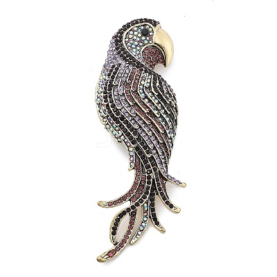 Parrot Alloy Rhinestone Brooches JEWB-Q006-03B-1