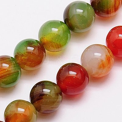 Natural Peacock Agate Beads Strands G-G444-10mm-02-1