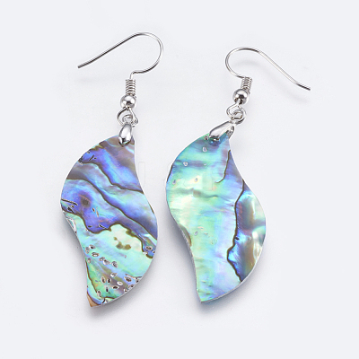 Abalone Shell/Paua Shell Dangle Earrings EJEW-F147-E06-1