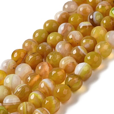 Natural Striped Agate/Banded Agate Beads Strands G-A246-8mm-15-1