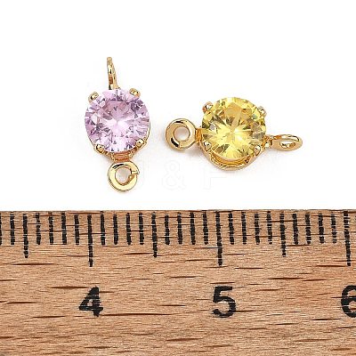 SHEGRACE Brass Pave Cubic Zirconia Flat Round Connector Charms XGRQ2O731-435G-1