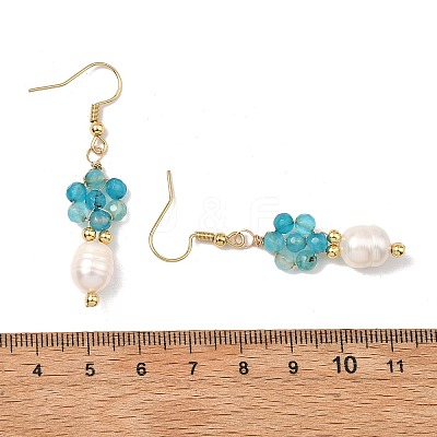 Natural Agate Cultured Freshwater Pearl Beads Dangle Earrings EJEW-JE07201-1