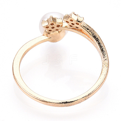 Stars Natural Pearl Finger Ring with Cubic Zirconia PEAR-N020-06K-1