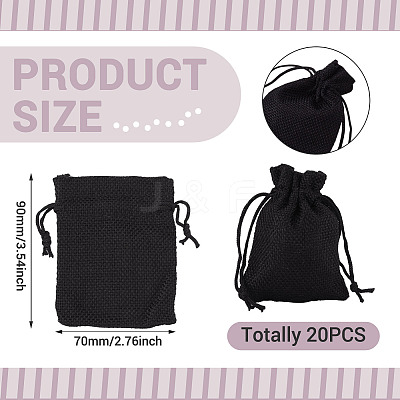 20Pcs Rectangle Polyester Imitation Burlap Packing Pouches Drawstring Bags ABAG-TA0001-95D-1