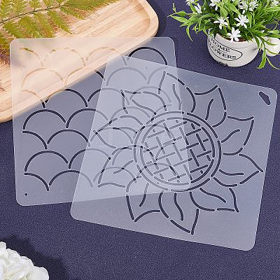 2Sheets 2 Styles Plastic Drawing Painting Stencils Templates DIY-CA0001-87-1