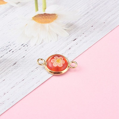 Handmade Millefiori Glass Links Connectors X-PALLOY-JF00628-1