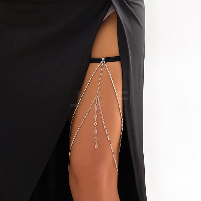 Elastic Alloy Clear Cubic Zirconia Tassel Body Leg Chains for Women WG337A7-06-1