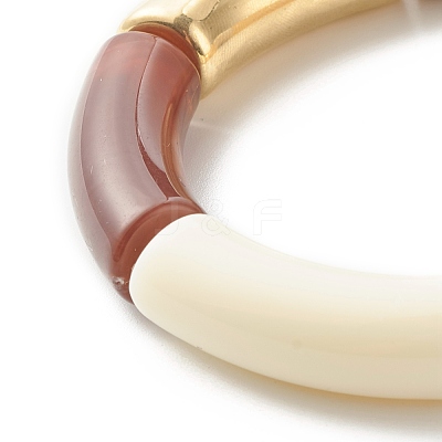 Chunky Curved Tube Beads Stretch Bracelet for Teen Girl Women BJEW-JB06991-01-1