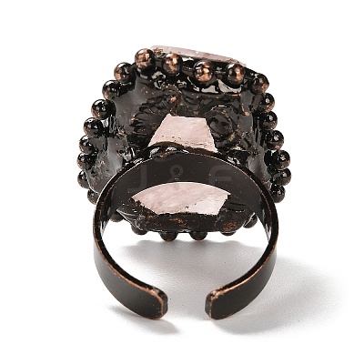 Natural Rose Quartz Open Cuff Ring RJEW-M166-03R-E-1