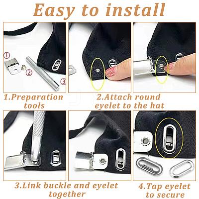 40Sets 5 Colors Iron Baseball Hat Cap Buckle Strap Clasp Clip Kit FIND-NB0005-36-1