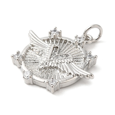 Rack Plating Brass Micro Pave Cubic Zirconia Pendants KK-A190-17G-1