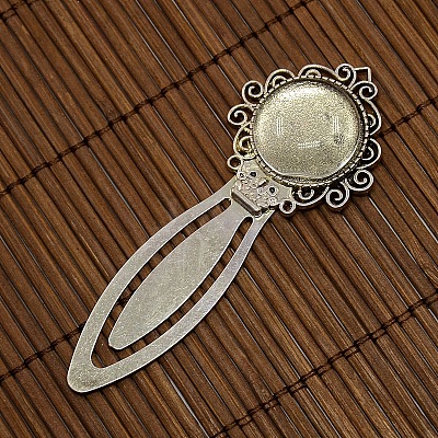 20mm Clear Domed Glass Cabochon Cover for Antique Silver DIY Alloy Portrait Bookmark Making DIY-X0125-AS-NR-1