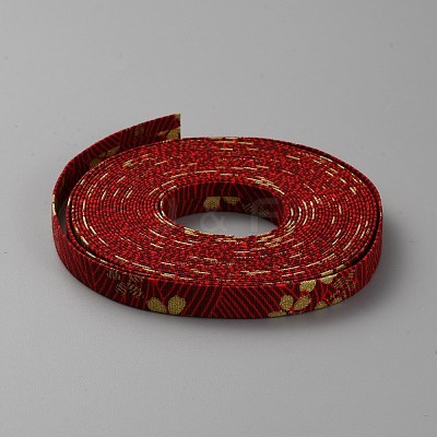 5M Japanese Printed Flower Cotton Ribbons OCOR-WH0089-25A-04-1