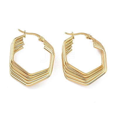 Multilayer Polygon 201 Stainless Steel Hoop Earrings EJEW-D354-06G-1