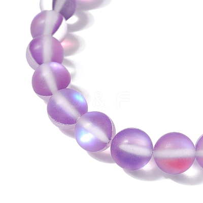Frosted Round Synthetic Moonstone Beaded Bracelets BJEW-JB09469-1