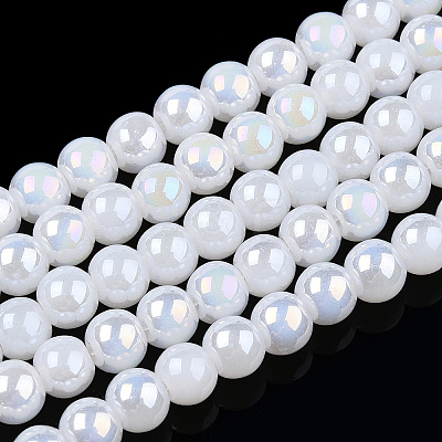 Electroplate Imitation Jade Glass Beads Strands GLAA-T032-J4mm-AB01-1