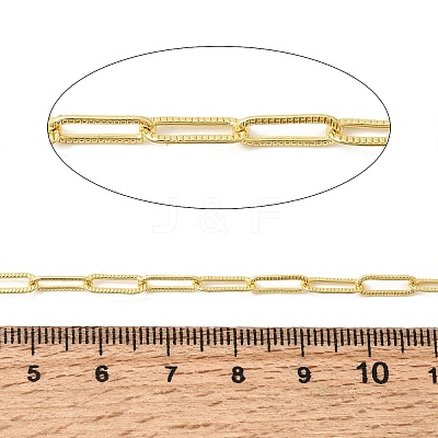 Textured Brass Paperclip Chains KK-Z160-03G-1