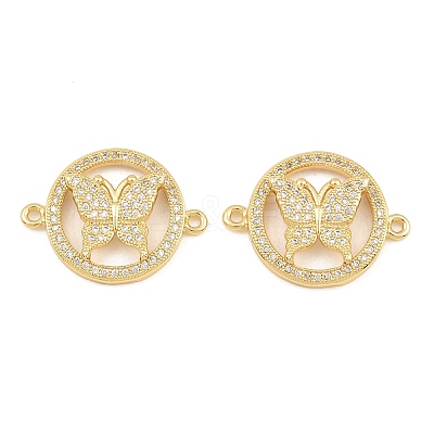 Brass Micro Pave Clear Cubic Zirconia Connector Charms CU-CBA908F-04G-01-1