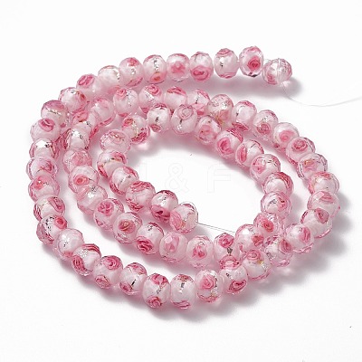 Handmade Silver Foil Glass Lampwork Beads Strands LAMP-R141-8mm-14-1