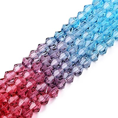 Gradient Color Baking Paint Glass Bead Strands DGLA-A039-T6mm-A017-1