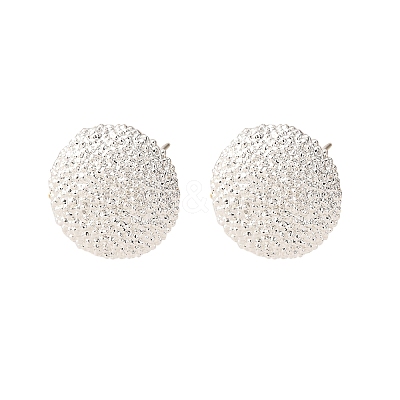 Brass Textured Stud Earrings EJEW-A143-02C-S-1