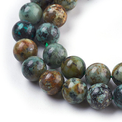 Natural African Turquoise(Jasper) Beads Strands X-TURQ-G037-10mm-1