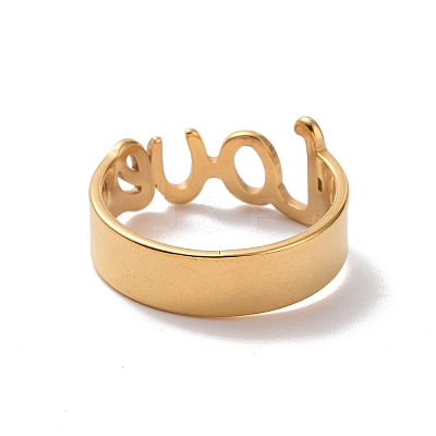 Ion Plating(IP) 201 Stainless Steel Word Love Finger Ring RJEW-J051-44G-1