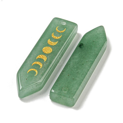 Natural Green Aventurine Moon Phase Pendants G-C145-01F-1