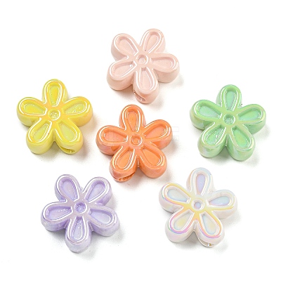 UV Plating Iridescent Acrylic Beads OACR-G039-14-1