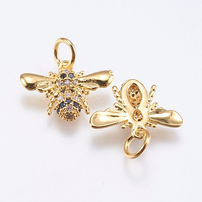 Brass Micro Pave Cubic Zirconia Pendants RB-I077-20G-RS-1