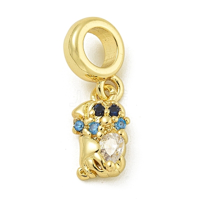 Rack Plating Brass Pave Colorful Cubic Zirconia Monkey European Dangle Charms KK-Z067-52G-1