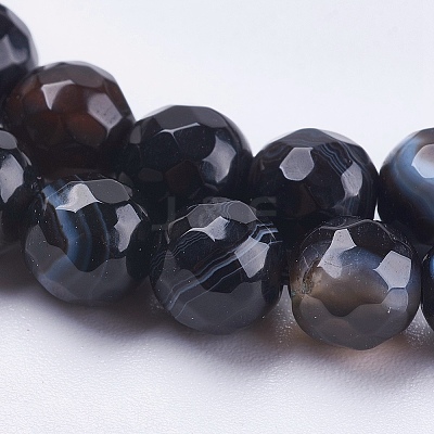 Natural Striped Agate/Banded Agate Beads Strands G-P364-11-6mm-1