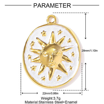 304 Stainless Steel Enamel Pendants STAS-OY002-32G-1