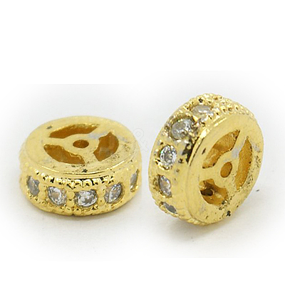 Brass Cubic Zirconia Beads ZIRC-F001-111G-1
