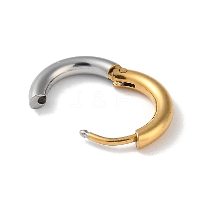 Two Tone 304 Stainless Steel Huggie Hoop Earrings EJEW-P250-01A-1