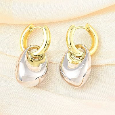 Nuggets Brass Hoop Earrings for Women EJEW-U057-06B-04GP-1