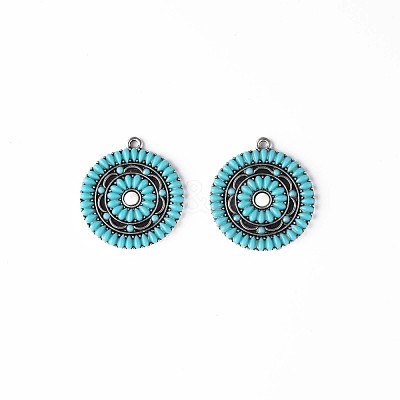 Synthetic Turquoise Pendants PALLOY-N157-034-1