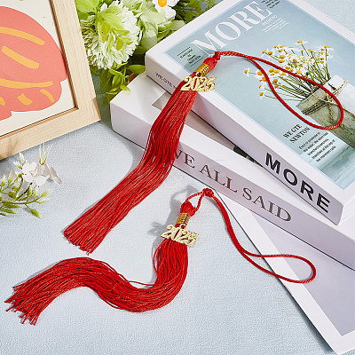 Polyester Graduation Tassel Pendant Decorations AJEW-WH20020-078G-1