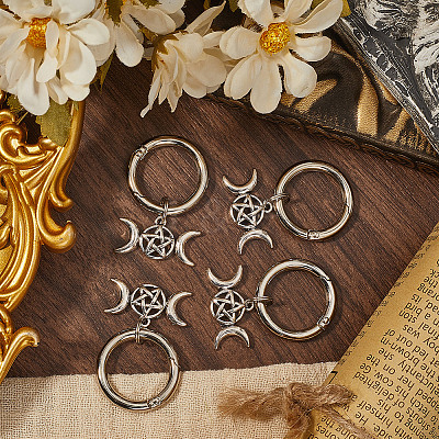 4Pcs Triple Goddess Pentagram Moon Alloy Shoe Charms HJEW-CP00023-1