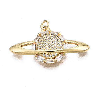 Brass Micro Pave Clear Cubic Zirconia Pendants KK-Q769-025-NF-1