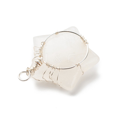 Natural Quartz Crystal Pendants PALLOY-JF01635-02-1