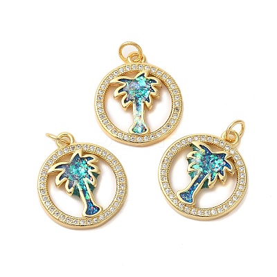 Brass Micro Pave Cubic Zirconia Pendants KK-K385-133G-1