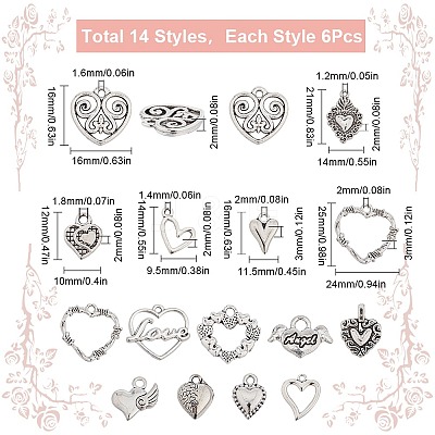 84PCS 14Style Tibetan Style Alloy Pendants TIBE-SC0009-24-1