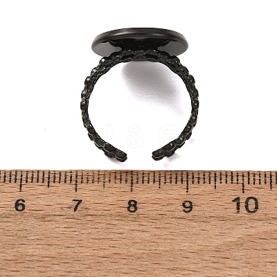 Hollow Flower 304 Stainless Steel Cuff Ring Components STAS-P454-03E-B-1