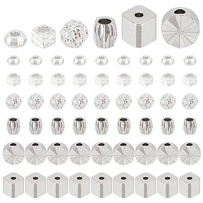 60Pcs 6 Styles Rack Plating Brass Spacer Beads KK-PH0006-89-1